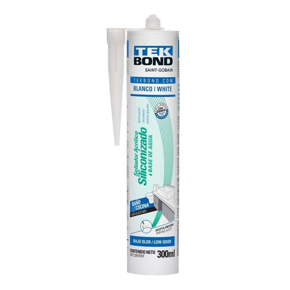SELLADOR ACRILICO SILICONIZADO BLANCO BAÑO COCINA