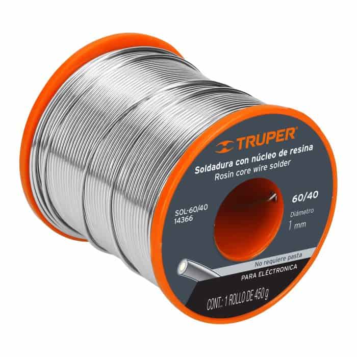 Soldadura con Núcleo de Resina 60/40 para Electrónica de 450 g Truper