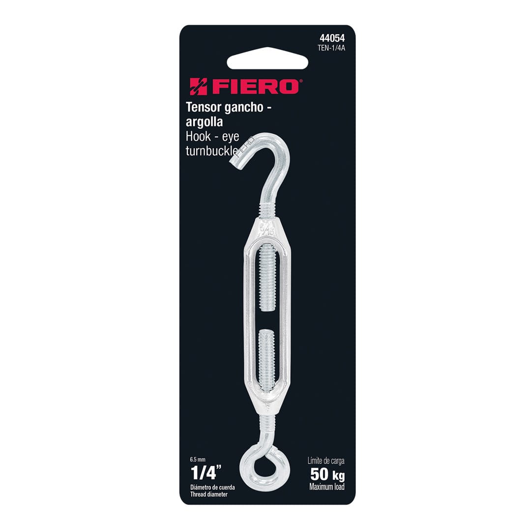 Tensor Zinc de 1/4" Gancho-Argolla Fiero Truper