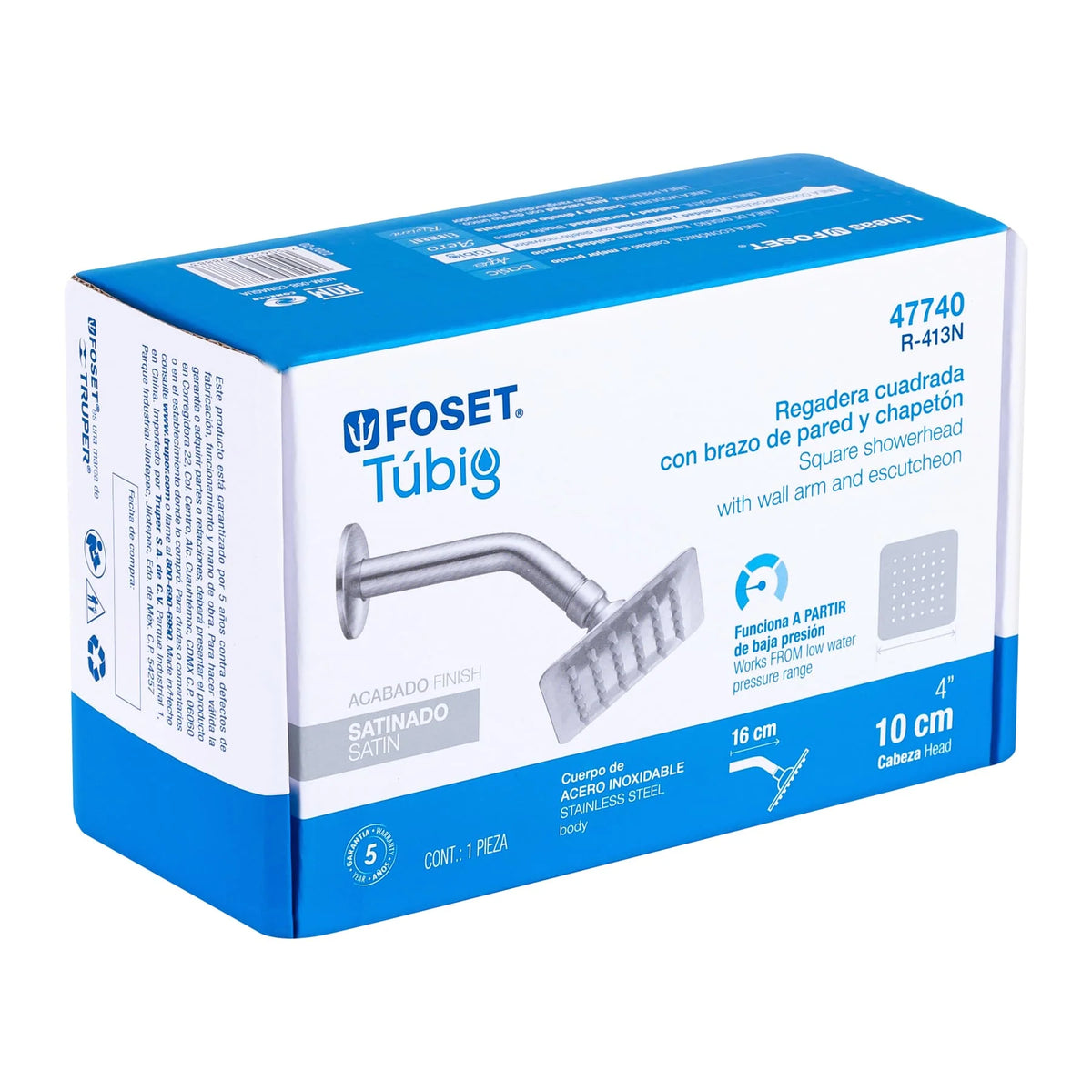 REGADERA SATIN CUADRADA 10CM