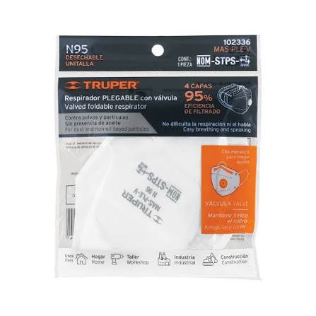 Respirador Plegable N95 Blanco Truper