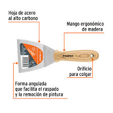 Espátula Rígida de 3" con Mango de Madera Truper