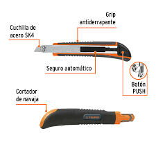 Cutter Profesional de 9 mm con Alma Metálica y Grip Truper