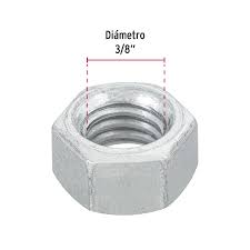 Bolsa con 100 Tuercas 3/8" Hexagonales de Acero Galvanizado Fiero (Grupo Truper)