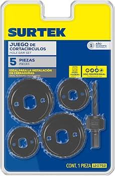 Juego de 5 Sierras Cortacírculos para Madera Surtek