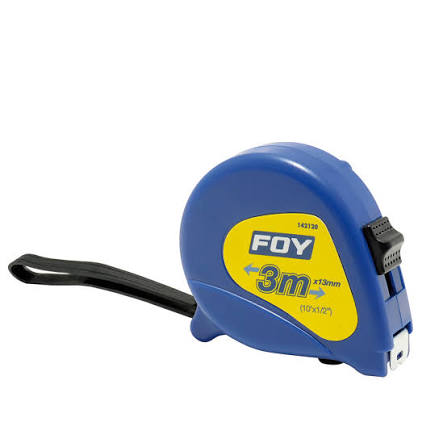 Flexómetro Plástico Azul de 3 m x 12 mm (1/2") Surtek