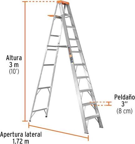 Escalera de Tijera Tipo II de 9 Peldaños con Bandeja Truper