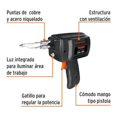 Cautín Tipo Pistola de 230W con 2 Temperaturas Truper