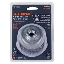 Carda Tipo Copa de 3" con Alambre Ondulado Fino y Multi-rosca Truper