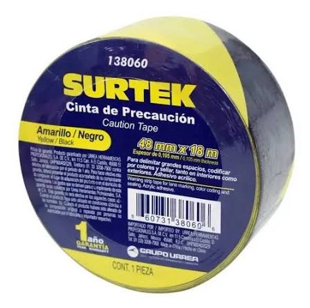Cinta de Señalización Amarilla / Negra 18 m Surtek