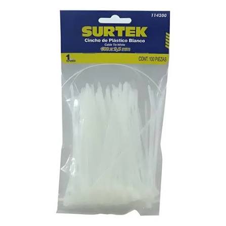 Cinchos de Plástico Natural 150 x 3.6 mm Paquete de 50 Pzas Surtek
