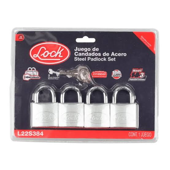 Juego de 4 Candados de Acero Cortos 38 mm Surtek