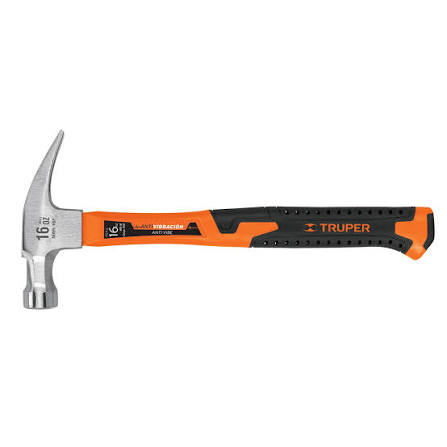 Martillo de Uña Recta 16 oz Mango de Fibra de Vidrio Truper (MAR-16F)