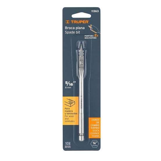 Broca Plana de Manita de 5/16" para Madera Truper