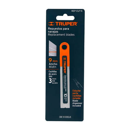 Estuche con 10 Cuchillas SK4 de 9 mm para Cutter Truper
