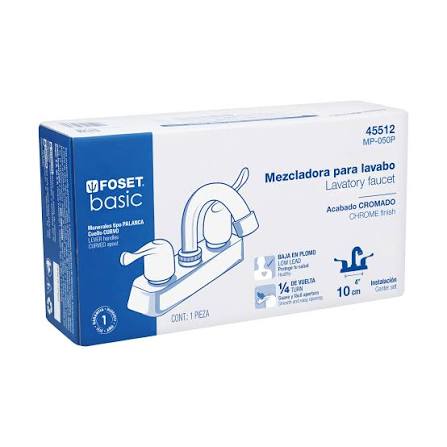 Mezcladora Plástica de 4" de Cuello Curvo con Palanca para Lavabo Truper