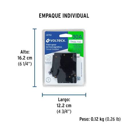 Interruptor Termomagnético de 1 Polo 30 A Enchufable Truper