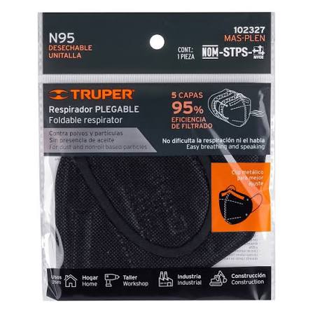 Respirador Plegable N95 Negro Truper