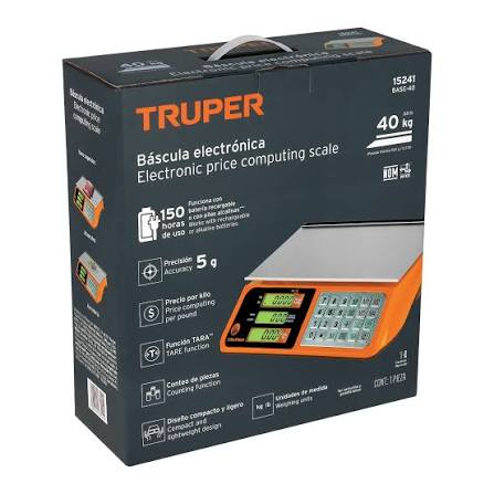 Báscula Electrónica Multifunciones 40 kg Truper (BASE-40)