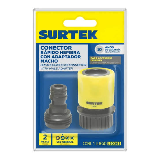 Juego de Conectores para Manguera con Sistema Clic 3/4" (2 Pz) Surtek