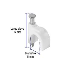 Bolsa con 20 Grapas Blancas de 8 mm para Cable Redondo Truper (GCU-8B)