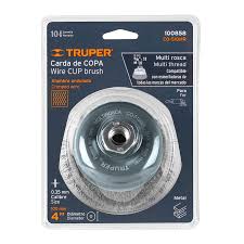 Carda Tipo Copa de 4" con Alambre Ondulado Fino y Multi-rosca Truper