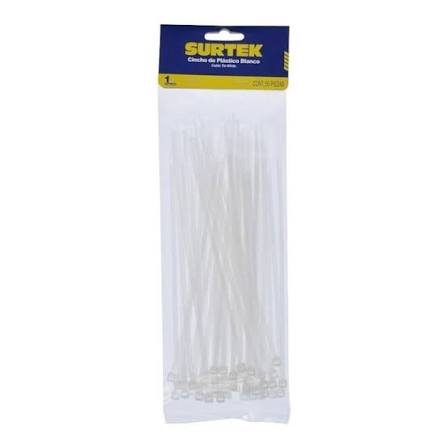 Cinchos de Plástico Blanco 203 x 4.6 mm Paquete de 50 Pzas Surtek