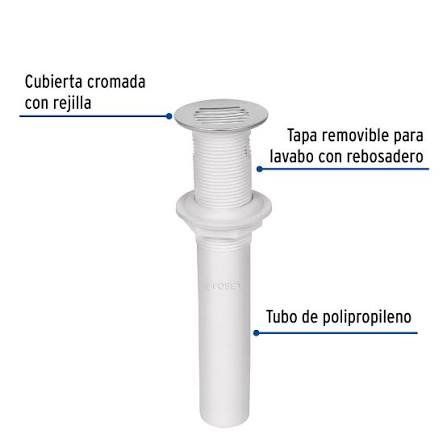 Contra para Lavabo con Rebosadero de Polipropileno 1-1/4" Truper