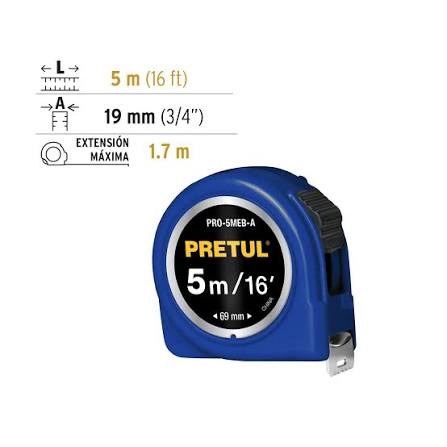 Flexómetro Azul 5 m, Cinta 19 mm, en Tarjeta Truper