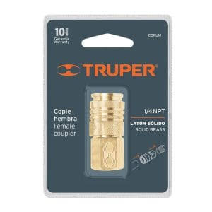 Cople Rápido de Latón Hembra-Hembra con Cuerda de 1/4" NPT Truper