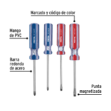 Juego de 4 Desarmadores con Mango de PVC Truper