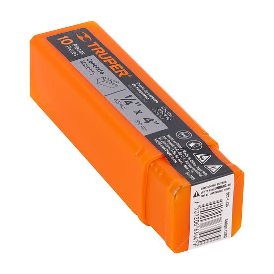 Broca para Concreto de 1/4" x 4" Truper