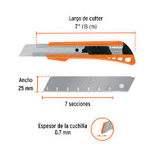Cutter de 25 mm Reforzado de Plástico con Alma Metálica Truper