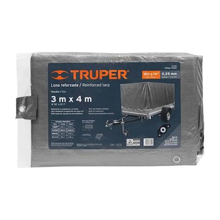 Lona Gris Reforzada de 3 x 4 m Truper