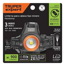 Linterna de Minero LED de 1,100 lm Recargable Truper