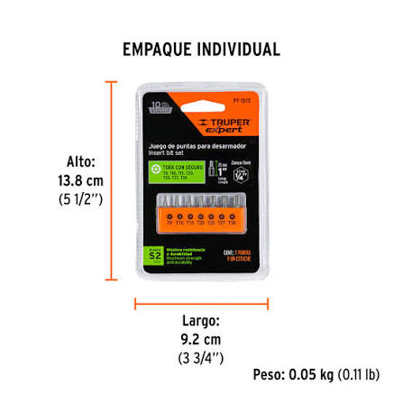 Juego de 7 Puntas Torx Combinadas con Seguro Corto de 1" Línea Expert Truper