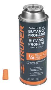 Lata de Gas Butano/Propano de 220 g con Válvula de 1/4 de Vuelta Truper