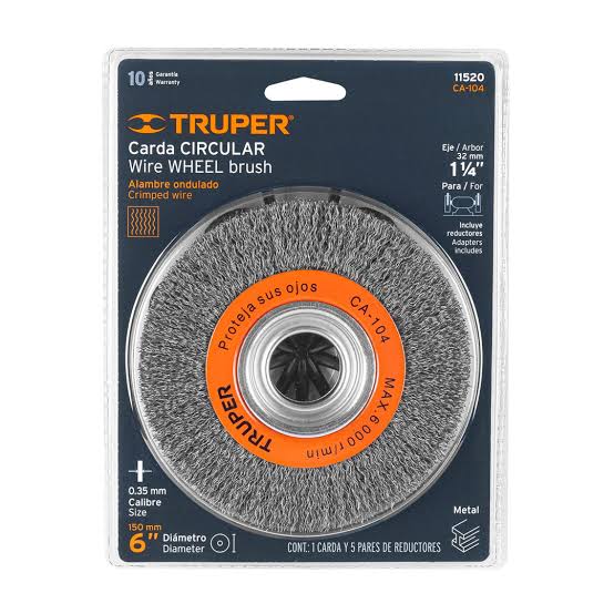 Carda de Alambre Ondulado de 6" x 3/4" para Esmeril de Banco Truper