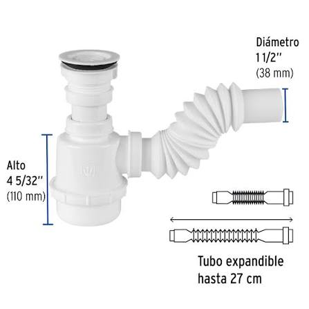 Céspol de Bote de 1 1/2" con Contra de Polipropileno para Fregadero Truper