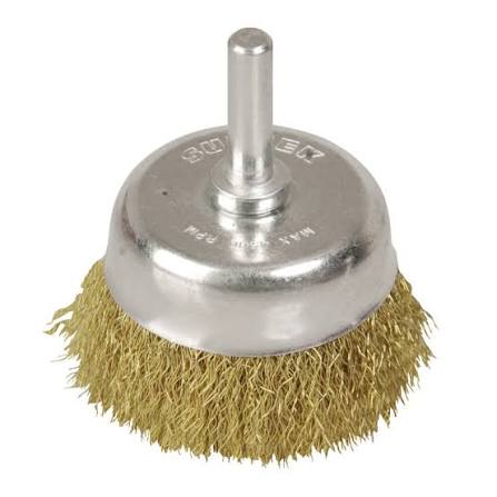 Carda Tipo Copa de Alambre Ondulado 3/4" x 0.30 mm con Vástago 1/4" Surtek