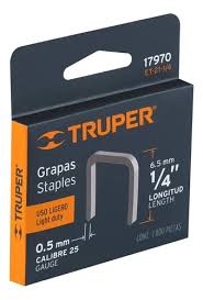 Caja con 1,000 Grapas de 1/4" (Corona 11.3 mm) para ET-21 Truper