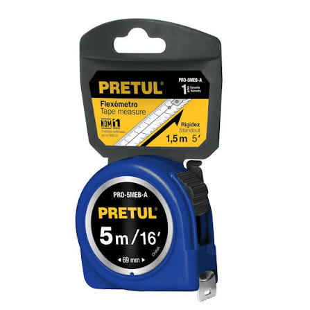 Flexómetro Azul 5 m, Cinta 19 mm, en Tarjeta Truper