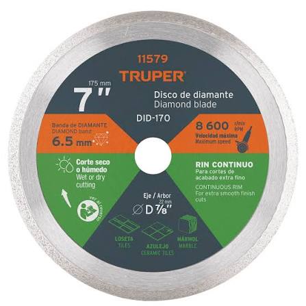 Disco de Diamante para Corte de Metal de 7" Truper