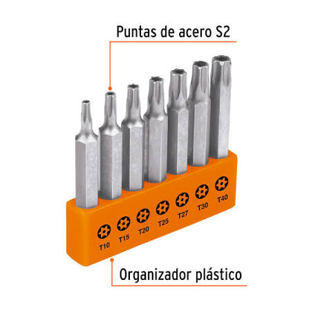 Juego de 7 Puntas Torx Combinadas con Seguro Corto de 1" Línea Expert Truper