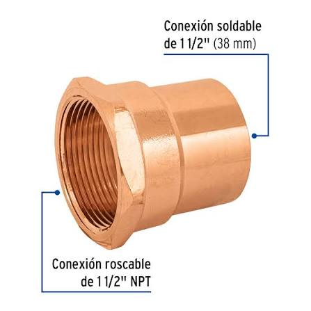 Conector de Cobre de Rosca Interior de 1/2" Truper