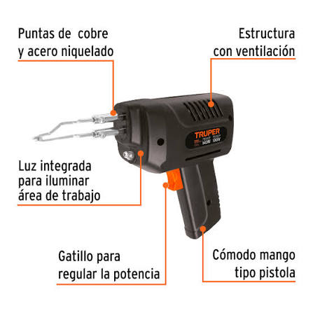Cautín Tipo Pistola de 140W con 2 Temperaturas Truper