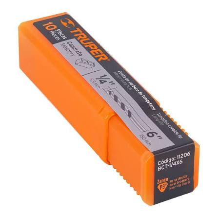 Broca para Concreto de 1/4" x 6" Truper