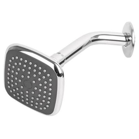 REGADERA CUADRADA 3-3/4" BRAZO Y CHAPETÓN DE ACERO.
