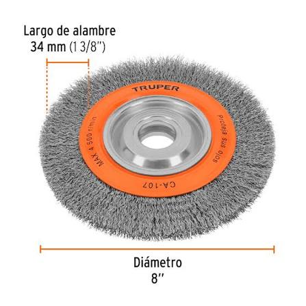 Carda de Alambre Ondulado de 6" x 3/4" para Esmeril de Banco Truper