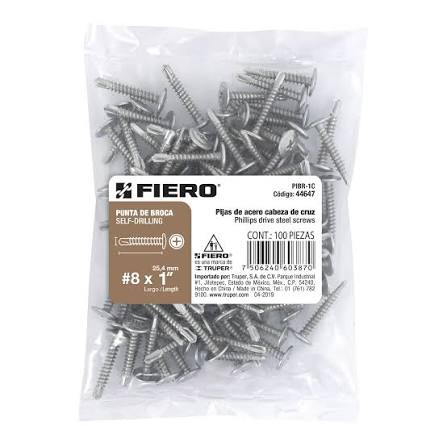 BOLSA CON 100 PIJAS CABEZA DE CRUZ PUNTA DE BROCA 1",TRUPER